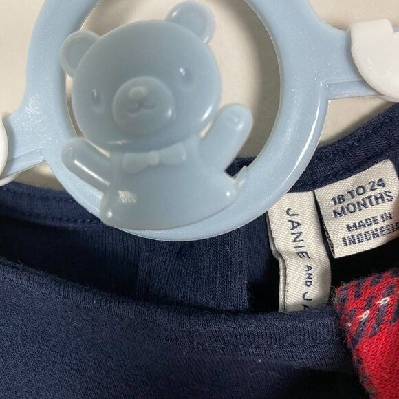 Janie & Jack Christmas Holiday Shirt Top 18-24 Months Fur Cuffs Blue - Picture 4 of 6